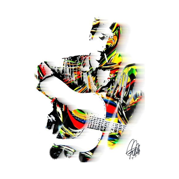 Bob Dylan Guitar Folk Rock Music Poster Print Wall Art 11x17 - Picture 1 of 5
